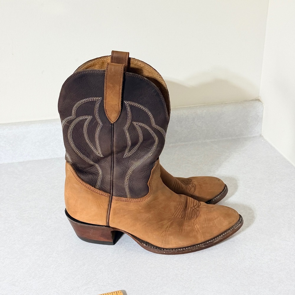 Alberta Boots Two Tone Leather Western Cowboy Boots Brown Pointed Toe Size‎ 11 D